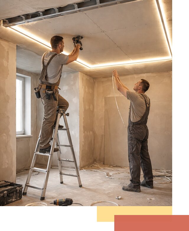 Потолок из гипсокартона с подсветкой в Канаше