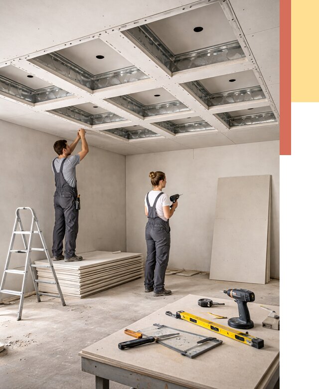 Кессонный потолок из гипсокартона в Канаше от 1900 руб. — монтаж и под ключ | ОТДЕЛОЧНИК-Кна