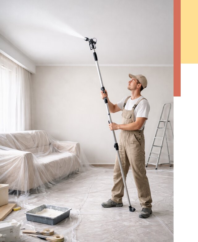 Покраска потолка краскопультом в Канаше от 4622 руб. быстро и недорого | ОТДЕЛОЧНИК-Кна