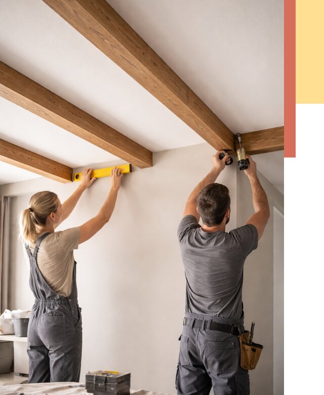 Монтаж декоративных балок на потолок в Канаше от 4314 руб. — ОТДЕЛОЧНИК-Кна